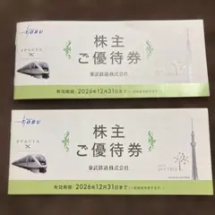 【匿名配送】東武鉄道 株主ご優待券 2026年12月31日まで(2冊)のサムネイル