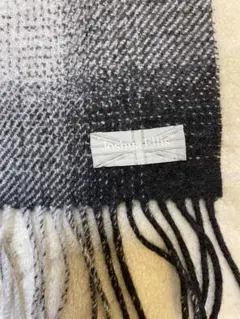 Joshua Ellis チェック柄カシミアマフラー グレー/ブラック