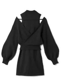 前後2WayカシュクールトップスXワンピースニットセットアップ[rut759]