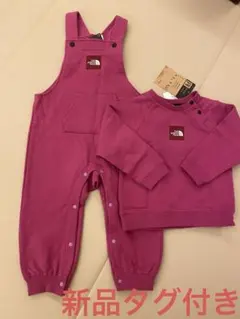 ノースフェイス　　ピンク オーバーオール スウェット トレーナー