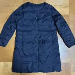 【女物/美品】無印良品 パッカブル ロングダウンコート 紺色L