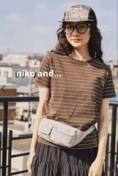 今季✨美品niko and… COLORマイスター半袖TシャツブラウンボーダーL