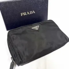 美品PRADA ナイロン ポーチ ブラック MV12 ギャランティカード付き
