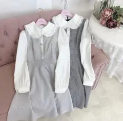 evelyn 襟フリルワンピース チェック柄 長袖 量産型