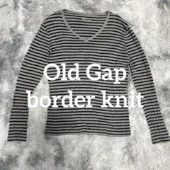 old gap border ニット　黒　グレー　vネック　y2k