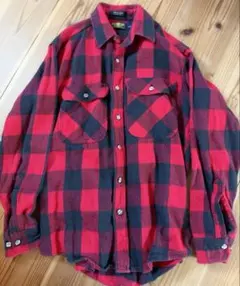 80s USA製 OshKosh バッファローチェック ネルシャツ M 赤黒