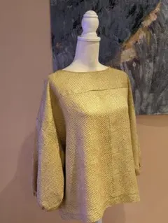 正絹　総絞り　着物リメイク　トップス　プルオーバー　七分袖