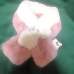 新品★サンモト★ティペット エコファー★ビーズパール輪っかマフラーフワフワ