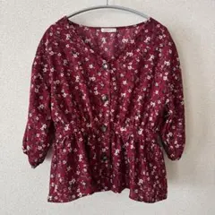 COLZA 花柄五分袖ブラウス