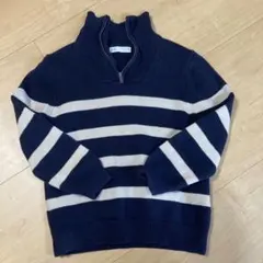 キッズZARA ネイビー/ベージュストライプ セーター 8-9 130 ザラ