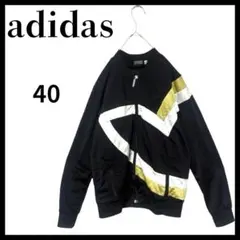 adidas アディダストレファイルロゴジャージ ブラック/ゴールド 40古着