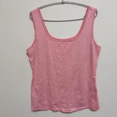 タンクトップ 【1XL】 ピンク トップス シンプル 無地 体型カバー インナー