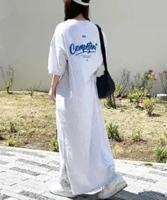 GeeRA アソートロゴグラフィックプリントオーバーサイズＴシャツワンピース