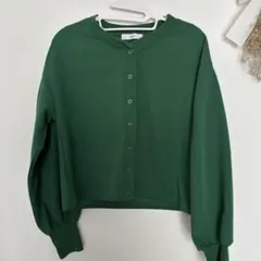 【美品】Discoat グリーン ボタン付きカーディガン