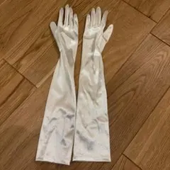 ホワイトサテンロングウェディンググローブ
