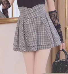 美脚ギンガムチェックスカート（インナーパンツ付き）Mサイズ