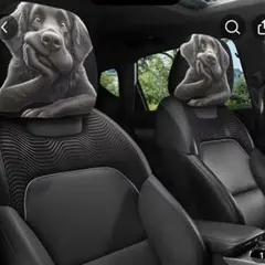 ♡新作♡柴犬 黒柴 笑顔 ヘッドレストカバー 2枚セット カー用品