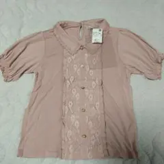 axes femme ピンク ブラウス風半袖ポロシャツ M 未使用