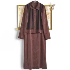 美品 マキシ丈ワンピース シャツ セットアップ ワッシャー ブラウン 茶色 黒