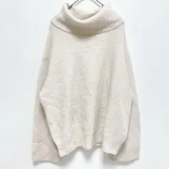 インデックス|アルパカウール混 ラメニット【L】ハイネック 肩落ち アイボリー