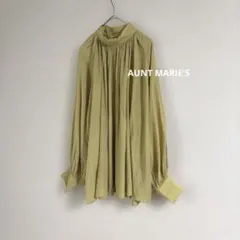 AUNT MARIE'S ハイネック ボリュームブラウス ギャザー イエロー 春