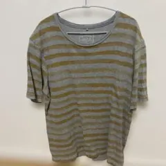 ikka XL ストライプ Tシャツ グレー/オリーブ