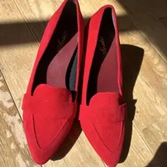 レッド スエード パンプス 24.0