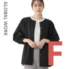 GLOBAL WORK 3WAY ジャガードペプラムブラウスボタン付きチュニック