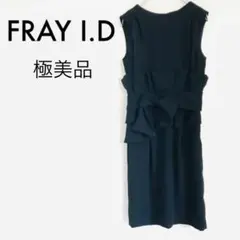 【美品】フレイアイディー プリーツリボン ペプラムドレス FRAY i.D