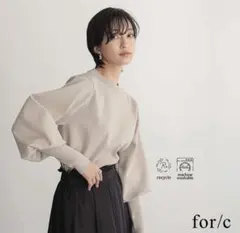 for/c フォーシー ロングリブ ボリューム袖 ニット プルオーバー