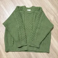 ヴィンテージライクケーブルニット グリーン　selectMOCAbyson