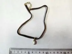 ブラウン スエード チョーカー パール風