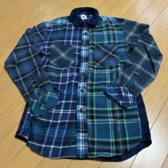 青系チェック柄 長袖ネルシャツ