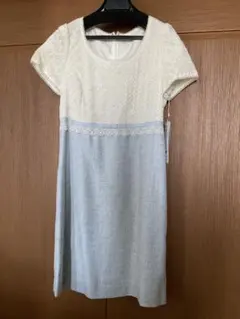 ♡未使用♡ レッセパッセ　アイボリーと水色の半袖ワンピース　定価26000円