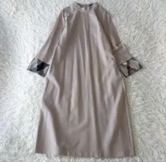 【美品】ブルーレーベル ベージュ ロングワンピース チェック プリーツ 38