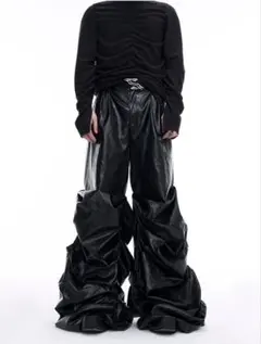 Stacked Textured Wide Casual Pantsのサムネイル