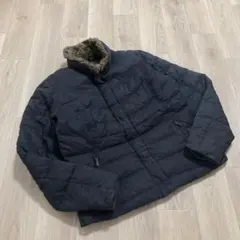 00s Eddie Bauer 襟ファーグースダウンジャケット S ブラック