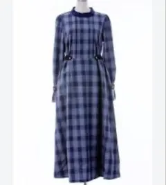 アクシーズファム　ポエティック　チェック　ブルー　ロングワンピース　M