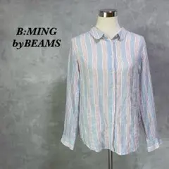 ビーミングバイビームス シャツ ストライプ 薄手 透け感 シワ加工 1244