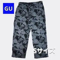 【GU】 七分丈パンツ Sサイズ ブラック 総柄 春夏
