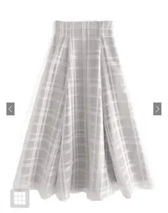 チェック柄シアーフレアスカートグレー【tu1082】