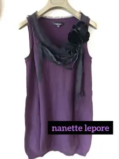 nanette lepore パープル ノースリーブワンピース M