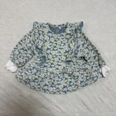 長袖トレーナー　スウェット　ペプラムトップス　90cm 花柄　フリル　女の子