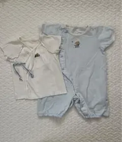 クマ刺繍ロンパース・カバーオールセット