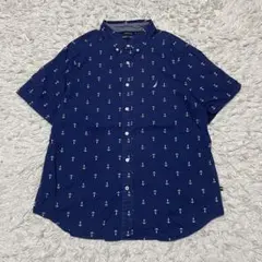 nautica ノーティカ 半袖シャツ 総柄 アロハ ボタンダウン 夏服 刺繍