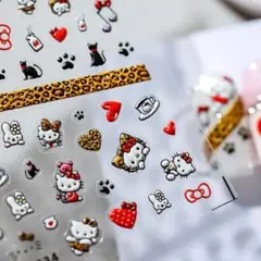 No.974　3D立体　ハローキティ　豹柄　サンリオ　ネイルシール