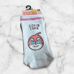 【新品】ドキンちゃん リブ編みクルーソックス 23-25cm 福助　アンパンマン