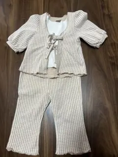 petit main チェック柄 ベビー服セットアップ 80サイズ