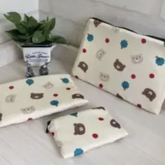 ❤️SALE❣️くまさんが可愛いポーチ3点セット＊イエロー＊さらさらふわふわ＊