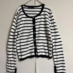 ZARA ザラ　ネイビーandホワイトストライプ カーディガン 【Mサイズ】
